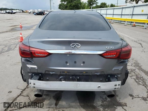 2018 Infiniti Q50 Luxe with VIN JN1EV7AP1JM353730, listed as a Copart auction lot 65150885 with 59,821 mi miles and Salvage title. Bid and sale history available at DreamBid. Image 6.