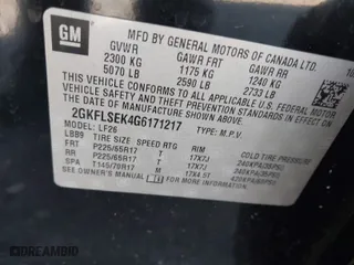 2016 GMC Terrain SLE with VIN 2GKFLSEK4G6171217, listed as a IAAI auction lot 41879293 with 83,375 mi miles. Bid and sale history available at carsss.com. Image 9.