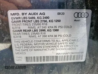 2021 Audi Q5 Premium with VIN WA1AAAFY2M2004785, listed as a Copart auction lot 56500595 with 79,376 mi miles and Salvage title. Bid and sale history available at DreamBid. Image 13.