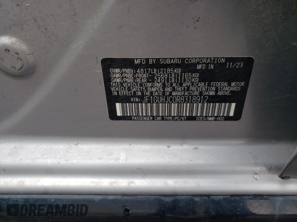 2024 Subaru Impreza RS with VIN JF1GUHJC0R8318912, listed as a Copart auction lot 81562764 with 13,907 mi miles and Salvage Title. Bid and sale history available at carsss.com. Image 16.