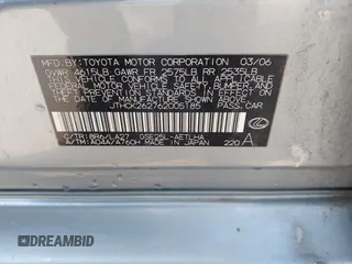 2006 Lexus IS 250 with VIN JTHCK262762005185, listed as a IAAI auction lot 42260912 with 131,653 mi miles and . Bid and sale history available at DreamBid. Image 9.