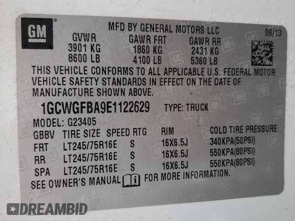 2014 Chevrolet Express Cargo Van with VIN 1GCWGFBA9E1122629, listed as a Copart auction lot 81180664 with 166,832 mi miles and Clean Title. Bid and sale history available at carsss.com. Image 13.