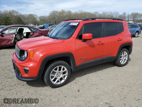 2020 Jeep Renegade Latitude with VIN ZACNJBBB9LPL70906, listed as a Copart auction lot 50027115 with 82,812 mi miles and Salvage Title. Bid and sale history available at carsss.com. Image 1.