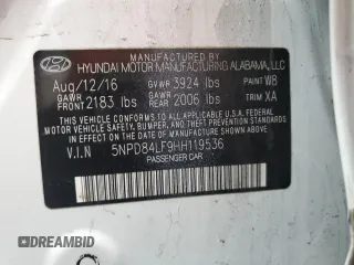 2017 Hyundai Elantra SE with VIN 5NPD84LF9HH119536, listed as a Copart auction lot 84386104 with 91,672 mi miles and Salvage title. Bid and sale history available at DreamBid. Image 12.