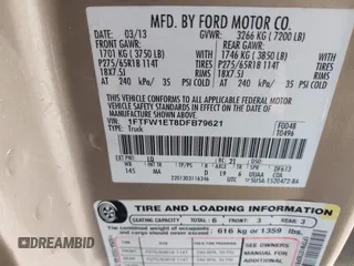 2013 Ford F-150 XL with VIN 1FTFW1ET8DFB79621, listed as a IAAI auction lot 41996982 with 179,817 mi miles. Bid and sale history available at carsss.com. Image 9.