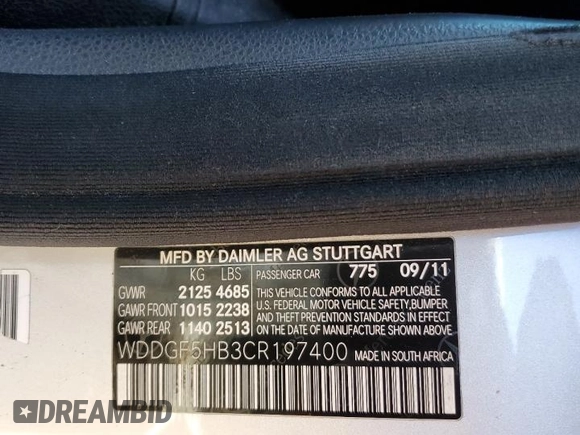 2012 Mercedes-Benz C 350 Sport with VIN WDDGF5HB3CR197400, listed as a Copart auction lot 77010364 with 130,815 mi miles and Salvage Title. Bid and sale history available at DreamBid. Image 12.