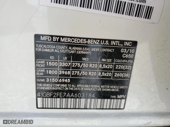 2010 Mercedes-Benz GL-Class GL 350 BlueTEC with VIN 4JGBF2FE7AA603184, listed as a Copart auction lot 69482604 with 204,568 mi miles and Salvage Title. Bid and sale history available at carsss.com. Image 13.