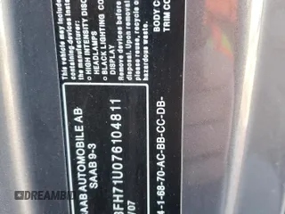 2007 Saab 9-3 Aero z VIN YS3FH71U076104811, wystawiony jako Copart lot #53608935 z przebiegiem 140 817 mil mil oraz Szkody całkowita. Historia ofert i sprzedaży dostępna na DreamBid. Obrazek 12.