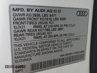 2023 Audi Q8 Premium Plus with VIN WA1BVBF11PD022656, listed as a Copart auction lot 85314434 with Not provided miles and Salvage title. Bid and sale history available at DreamBid. Image 13.