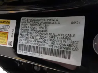 2024 Honda Accord Sedan EX with VIN 1HGCY1F38RA059206, listed as a IAAI auction lot 40984266 with 1 mi miles. Bid and sale history available at carsss.com. Image 9.