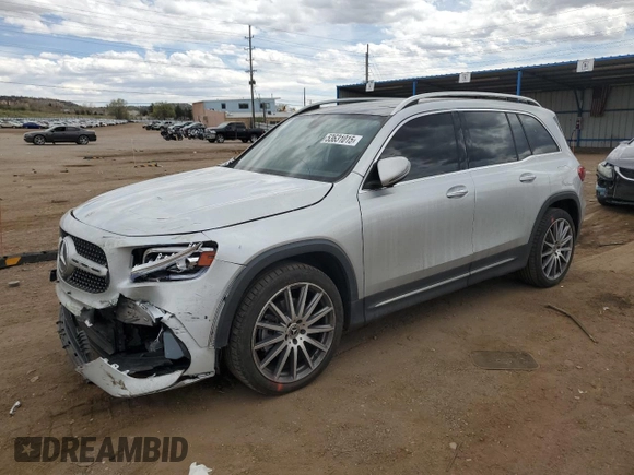 2021 Mercedes-Benz GLB 250 z VIN W1N4M4HB5MW135814, wystawiony jako Copart lot #53631015 z przebiegiem 42 723 mil mil oraz Szkoda całkowita • Salvage title. Historia ofert i sprzedaży dostępna na DreamBid. Obrazek 1.
