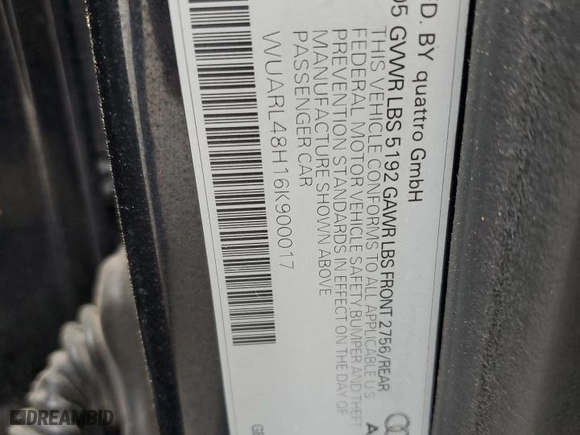 2006 Audi S4 with VIN WUARL48H16K900017, listed as a Copart auction lot 61431414 with 164,209 mi miles and Salvage Title. Bid and sale history available at carsss.com. Image 14.