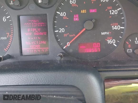 2001 Audi A4 with VIN WAUDH68D11A029147, listed as a IAAI auction lot 42409279 with 198,567 mi miles and . Bid and sale history available at DreamBid. Image 7.