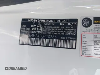 2015 Mercedes-Benz C 250 with VIN WDDGJ4HB4FG410766, listed as a IAAI auction lot 42307457 with 50,979 mi miles and . Bid and sale history available at DreamBid. Image 9.