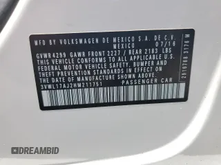 2017 Volkswagen Jetta SEL with VIN 3VWL17AJ2HM211751, listed as a Copart auction lot 61907755 with 64,668 mi miles and Salvage title. Bid and sale history available at DreamBid. Image 12.