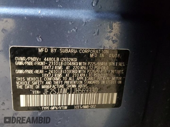 2018 Subaru Forester Touring with VIN JF2SJAWC1JH569330, listed as a Copart auction lot 51348095 with 53,713 mi miles and Clean title. Bid and sale history available at DreamBid. Image 12.