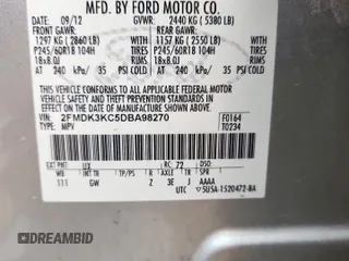 2013 Ford Edge Limited with VIN 2FMDK3KC5DBA98270, listed as a Copart auction lot 56904285 with 157,174 mi miles and Salvage title. Bid and sale history available at DreamBid. Image 13.