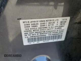 2017 Honda Fit EX-L with VIN JHMGK5H83HS008303, listed as a Copart auction lot 60751815 with 58,700 mi miles and Salvage title. Bid and sale history available at DreamBid. Image 12.