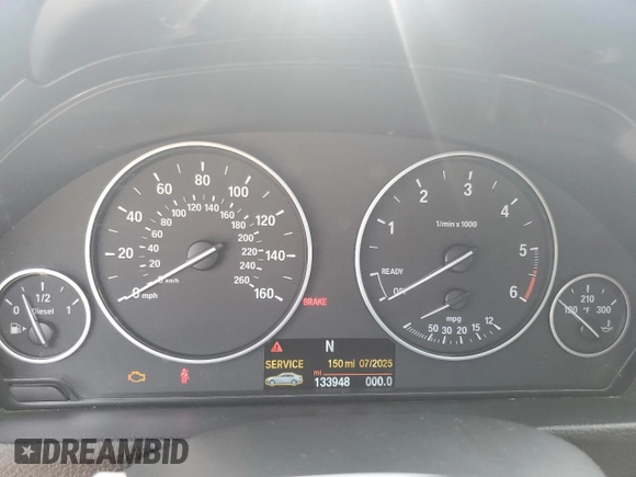 2014 BMW 3 Series 328d xDrive with VIN WBA3D5C50EKX99602, listed as a Copart auction lot 60209005 with 133,948 mi miles and Clean title. Bid and sale history available at DreamBid. Image 9.
