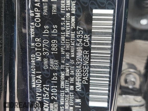2022 Hyundai Venue SE with VIN KMHRB8A32NU154357, listed as a Copart auction lot 54624285 with 31,637 mi miles and Salvage title. Bid and sale history available at DreamBid. Image 13.