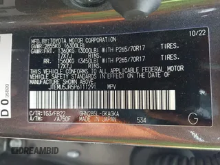 2023 Toyota 4Runner SR5 с VIN JTEMU5JR5P6111291, выставлен на аукционе IAAI как лот 41834542 с пробегом 63 399 миль миль и . История ставок и продаж доступна на DreamBid. Изображение 9.