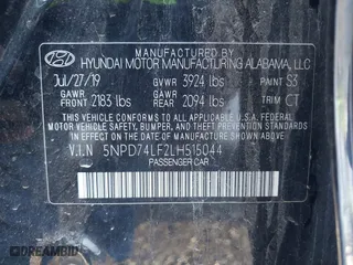 2020 Hyundai Elantra SE with VIN 5NPD74LF2LH515044, listed as a IAAI auction lot 40904053 with 33,341 mi miles. Bid and sale history available at carsss.com. Image 9.