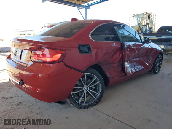2018 BMW 2 Series 230i with VIN WBA2J1C50JVB98568, listed as a Copart auction lot 83995374 with 13,991 mi miles and Salvage Title. Bid and sale history available at carsss.com. Image 3.