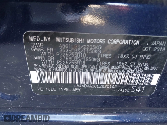 2020 Mitsubishi Outlander SE z VIN JA4AD3A36LZ020105, wystawiony jako IAAI lot #41835195 z przebiegiem 73 402 mil mil oraz . Historia ofert i sprzedaży dostępna na DreamBid. Obrazek 9.