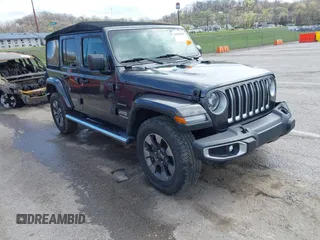 2019 Jeep Wrangler Unlimited Sahara with VIN 1C4HJXEN3KW622167, listed as a IAAI auction lot 41880702 with 72,928 mi miles and . Bid and sale history available at DreamBid. Image 1.