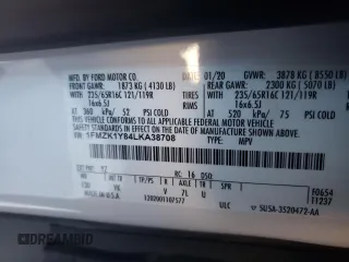 2020 Ford Transit Passenger XL with VIN 1FMZK1Y84LKA38708, listed as a Copart auction lot 52056035 with 41,207 mi miles and Salvage Title. Bid and sale history available at carsss.com. Image 14.