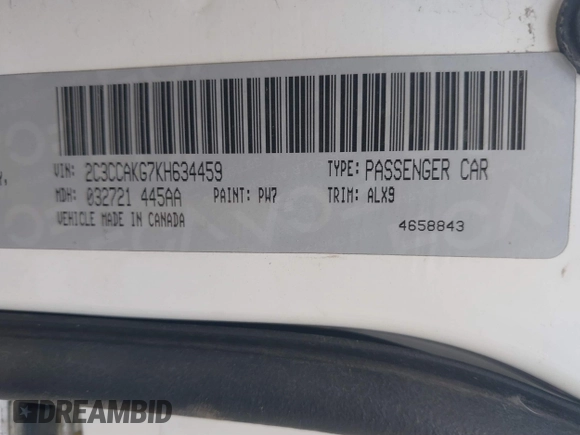 2019 Chrysler 300 Limited with VIN 2C3CCAKG7KH634459, listed as a IAAI auction lot 40450997 with 97,809 mi miles. Bid and sale history available at carsss.com. Image 9.