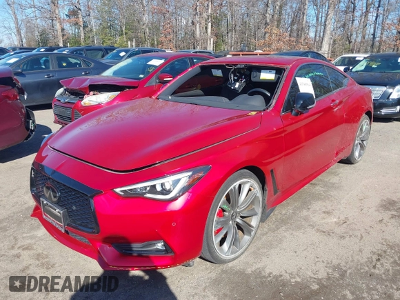 2021 Infiniti Q60 Red Sport 400 with VIN JN1FV7LL8MM560392, listed as a IAAI auction lot 41548964 with 14,057 mi miles and . Bid and sale history available at DreamBid. Image 17.