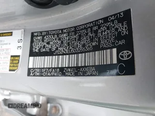 2013 Toyota Prius Two with VIN JTDZN3EU5D3255365, listed as a IAAI auction lot 41724204 with 122,264 mi miles and . Bid and sale history available at DreamBid. Image 9.