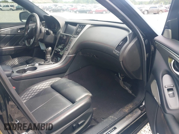 2018 Infiniti Q50 Red Sport 400 with VIN JN1FV7AR2JM481061, listed as a IAAI auction lot 42362510 with 70,028 mi miles and . Bid and sale history available at DreamBid. Image 5.