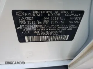 2022 Hyundai Sonata Hybrid Blue with VIN KMHL24JJ6NA038075, listed as a Copart auction lot 86446664 with 18,836 mi miles and Salvage Title. Bid and sale history available at carsss.com. Image 14.