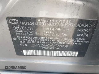 2012 Hyundai Sonata 2.4L Limited PZEV with VIN 5NPEC4ACXCH388939, listed as a IAAI auction lot 41880420 with 353,999 mi miles. Bid and sale history available at carsss.com. Image 9.