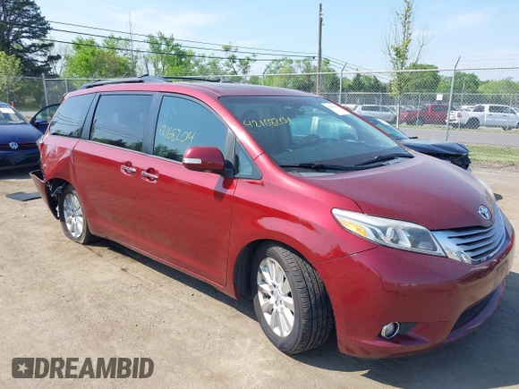 2015 Toyota Sienna XLE with VIN 5TDYK3DC6FS593937, listed as a IAAI auction lot 42168204 with 136,059 mi miles and . Bid and sale history available at DreamBid. Image 1.