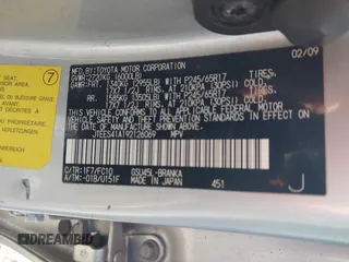 2009 Toyota Highlander z VIN JTEES41A192126069, wystawiony jako IAAI lot #42288380 z przebiegiem 211 915 mil mil oraz . Historia ofert i sprzedaży dostępna na DreamBid. Obrazek 9.