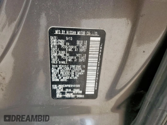 2014 Nissan Quest SV z VIN JN8AE2KP0E9101509, wystawiony jako Copart lot #58003325 z przebiegiem 198 287 mil mil oraz Czysty tytuł • Clean title. Historia ofert i sprzedaży dostępna na DreamBid. Obrazek 13.