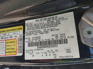 2016 Ford Fusion SE with VIN 3FA6P0HD9GR102457, listed as a IAAI auction lot 41845183 with 112,655 mi miles. Bid and sale history available at carsss.com. Image 9.