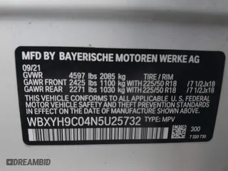 2022 BMW X2 sDrive28i with VIN WBXYH9C04N5U25732, listed as a IAAI auction lot 41015169 with 65,526 mi miles. Bid and sale history available at carsss.com. Image 9.