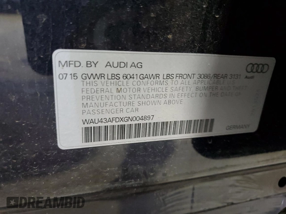2016 Audi A8 Sport с VIN WAU43AFDXGN004897, выставлен на аукционе Copart как лот 63614425 с пробегом Не указан миль и Списание • Salvage title. История ставок и продаж доступна на DreamBid. Изображение 13.