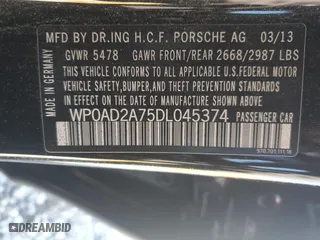 2013 Porsche Panamera S Hybrid with VIN WP0AD2A75DL045374, listed as a Copart auction lot 75343984 with 99,047 mi miles and Clean Title. Bid and sale history available at carsss.com. Image 12.