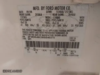 2008 Ford Edge Limited with VIN 2FMDK49C08BB49370, listed as a IAAI auction lot 41539489 with 267,722 mi miles. Bid and sale history available at carsss.com. Image 9.