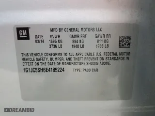 2014 Chevrolet Sonic LT with VIN 1G1JC5SH6E4185224, listed as a Copart auction lot 41886775 with 139,451 mi miles and Salvage Title. Bid and sale history available at carsss.com. Image 12.