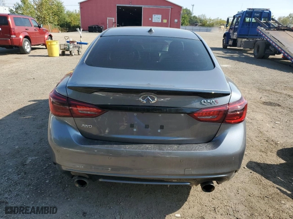 2021 Infiniti Q50 RED SPORT 400 with VIN JN1FV7DR8MM881013, listed as a Copart auction lot 74689124 with 51,622 mi miles and Salvage Title. Bid and sale history available at carsss.com. Image 6.