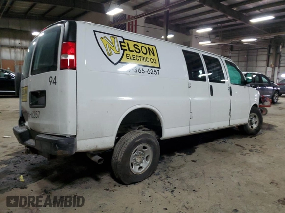 2017 Chevrolet Express Cargo Van with VIN 1GCZGHFG4H1123926, listed as a Copart auction lot 45306405 with 0 mi miles and Salvage Title. Bid and sale history available at carsss.com. Image 3.