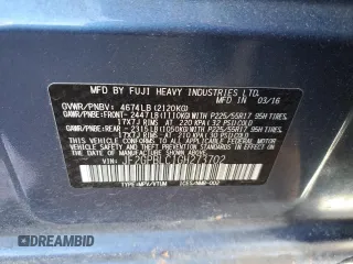 2016 Subaru Crosstrek Touring with VIN JF2GPBLC1GH273702, listed as a Copart auction lot 42853195 with 91,045 mi miles and Salvage title. Bid and sale history available at DreamBid. Image 14.