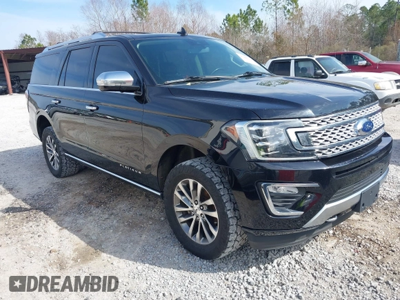 2019 Ford Expedition Max Platinum with VIN 1FMJK1MT1KEA78880, listed as a IAAI auction lot 41449348 with 76,390 mi miles and . Bid and sale history available at DreamBid. Image 1.