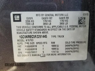 2015 Chevrolet Silverado 1500 LT with VIN 1GCVKREC5FZ291445, listed as a Copart auction lot 43991695 with 145,334 mi miles and Salvage Title. Bid and sale history available at carsss.com. Image 13.